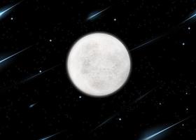 ilustración 3d de alta resolución del espacio profundo oscuro, meteorito, estallido estelar y luna. la mejor textura de luna. ciencia astronomía, superficie lunar detallada, fondo negro.