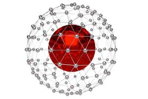 representación 3d abstracta de esfera de metal poli baja con estructura caótica. fondo de ciencia ficción con estructura alámbrica y globo en el espacio vacío. forma futurista. foto