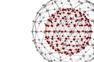 representación 3d abstracta de esfera de metal poli baja con estructura caótica. fondo de ciencia ficción con estructura alámbrica y globo en el espacio vacío. forma futurista. foto