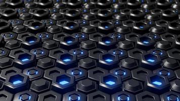 Abstract black hexagonal geometric layered. Futuristic hexagons surface. Future sci-fi concept background photo