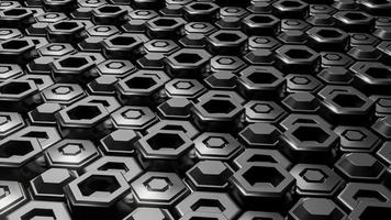 Abstract black hexagonal geometric layered. Futuristic hexagons surface. Future sci-fi concept background photo