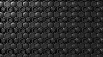 capas geométricas hexagonales negras abstractas. superficie de hexágonos futuristas. fondo de concepto de ciencia ficción futura foto