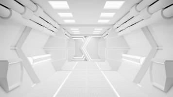El corredor de la nave espacial es un video de gráficos en movimiento que muestra el interior de una nave espacial en movimiento. representación 3d foto