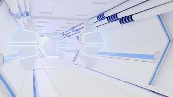 El corredor de la nave espacial es un video de gráficos en movimiento que muestra el interior de una nave espacial en movimiento. representación 3d foto