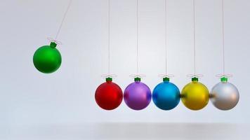 navidad abstracta sobre fondo a todo color representación 3d con muchos objetos árbol de navidad caja de regalo hombre de nieve bola de oro metálico, concepto de año nuevo de navidad de vacaciones foto