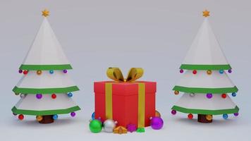 abstract christmas on full color background 3d rendering with many object christmas tree gift box snow man metallic gold ball,holiday christmas new year concept photo