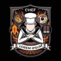 ilustración de maestro chef para diseño de camiseta
