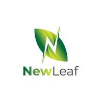Green N Letter New Leaf Logo Design vector