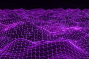 Abstract geometric background with digital landscape or waves . Montain wireframe hologram 3 D rendering photo