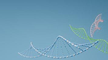 ADN molécula de adn poligonal 3d abstracta. color suave de la ciencia médica, biotecnología genética, biología química o ilustración o fondo del concepto de células genéticas. renderizado 3d