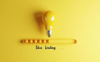 Yellow lightbulb with download bar or loading idea business concept  and progress by 3d render. photo