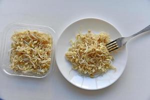 Sprouted beans on a white plate salad photo