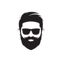 head man cool with beard style logo design vector graphic icon symbol illustration