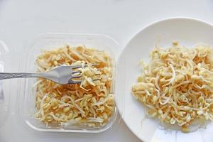 Sprouted beans on a white plate salad photo