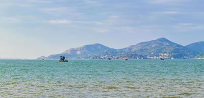 Old fisher boats sea landscape panorama of Myanmar and Thailand. photo