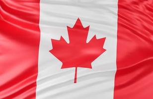 Beautiful Canada Flag Wave Close Up on banner background with copy space.,3d model and illustration. photo