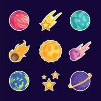 Celestial Bodies Sticker Template Set vector