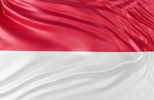 Beautiful Indonesia Flag Wave Close Up on banner background with copy space.,3d model and illustration. photo