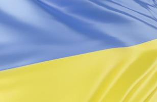 Beautiful Ukraine Flag Wave Close Up on banner background with copy space.,3d model and illustration. photo