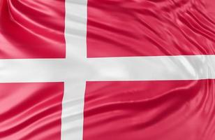 Beautiful Denmark Flag Wave Close Up on banner background with copy space.,3d model and illustration. photo