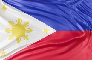 Beautiful Philippines Flag Wave Close Up on banner background with copy space.,3d model and illustration. photo