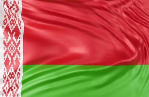 Beautiful Belarus Flag Wave Close Up on banner background with copy space.,3d model and illustration. photo