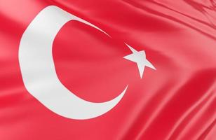 Beautiful Turkey Flag Wave Close Up on banner background with copy space.,3d model and illustration. photo