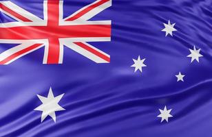 Beautiful Australia Flag Wave Close Up on banner background with copy space.,3d model and illustration. photo