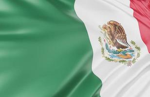 Beautiful Mexico Flag Wave Close Up on banner background with copy space.,3d model and illustration. photo