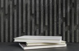 book podium for product presentation on stone wall background luxury style.,3d model and illustration. photo