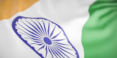 Beautiful India Flag Wave Close Up on banner background with copy space.,3d model and illustration. photo