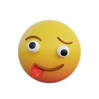 3d illustration Emoticon expression silly face sticking out tongue photo