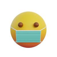 3d illustration Emoticon wearing a mask photo