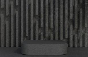 Black stone square podium for product presentation on stone wall background luxury style.,3d model and illustration. photo