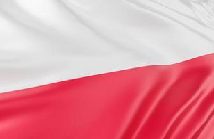 Beautiful Poland Flag Wave Close Up on banner background with copy space.,3d model and illustration. photo