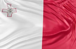 Beautiful Malta Flag Wave Close Up on banner background with copy space.,3d model and illustration. photo