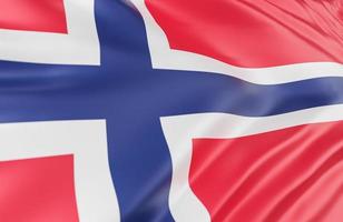 Beautiful Norway Flag Wave Close Up on banner background with copy space.,3d model and illustration. photo