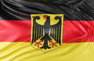 Beautiful Germany Flag Wave Close Up on banner background with copy space.,3d model and illustration. photo