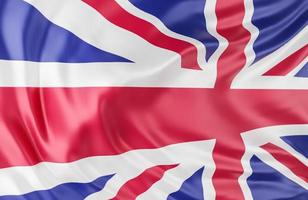 Beautiful United kingdom Flag Wave Close Up on banner background with copy space.,3d model and illustration. photo