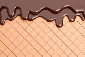 Chocolate Ice Cream Melted on Wafer Background.,3d model and illustration. photo