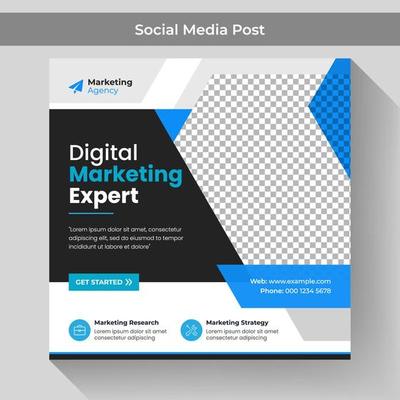 Digital marketing social media post template and business agency square banner design idea