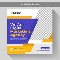 Digital marketing social media post template and business agency square banner design idea vector