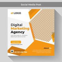 Digital marketing social media post template and business agency square banner design idea vector
