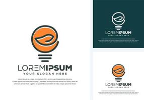 abstract bulb and leaf logo design vector