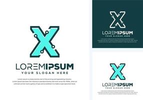 abstract letter x with tech logo design vector