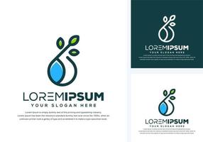 drop and leaf logo design vector