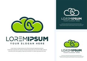 abstract cloud and leaf logo design vector