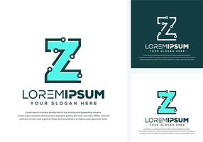abstract letter z with tech logo design vector