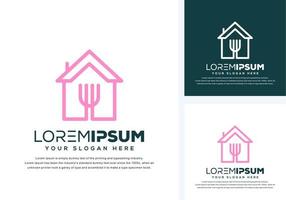 house and fork logo design vector