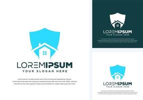 abstract shield and house logo design vector